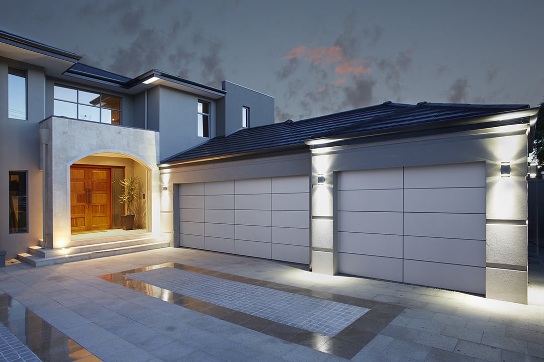 Aluminium Composite garage doors on modern home